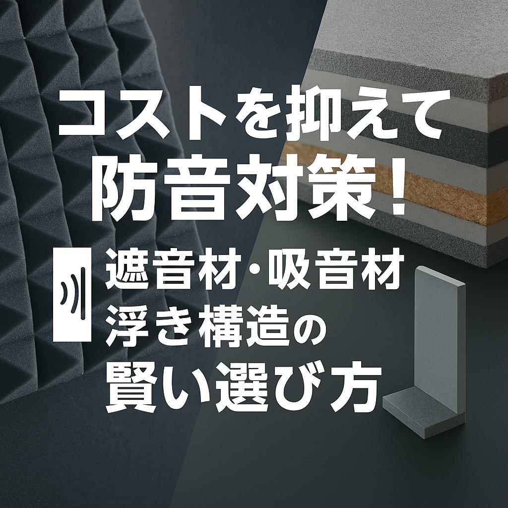 コストを抑えて防音対策!遮音材・吸音材・浮き構造の賢い選び方